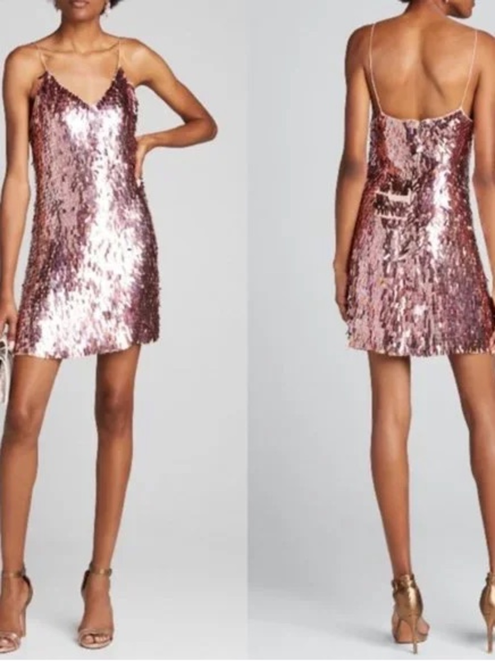 NWT Alice + Olivia Contessa Sequined V Neck Mini Dress